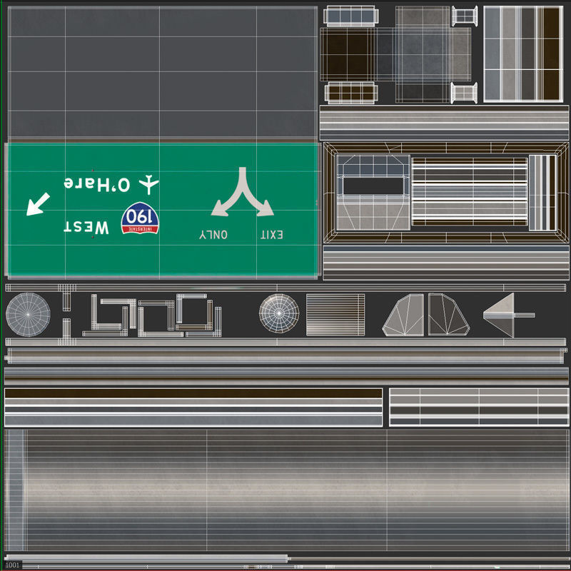 Highway Sign 01 Low-poly 3D model_17