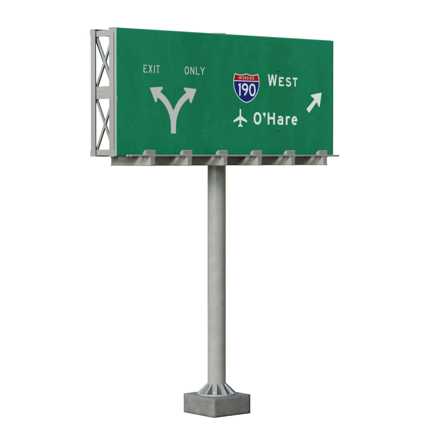 Highway Sign 01 Low-poly 3D model_2