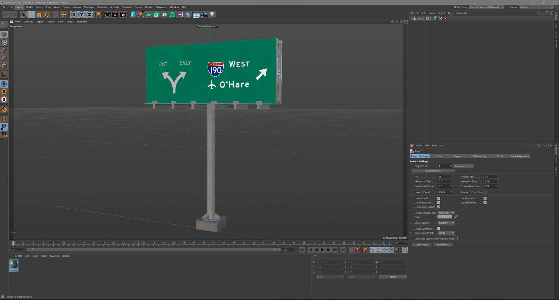 Highway Sign 01 Low-poly 3D model_13