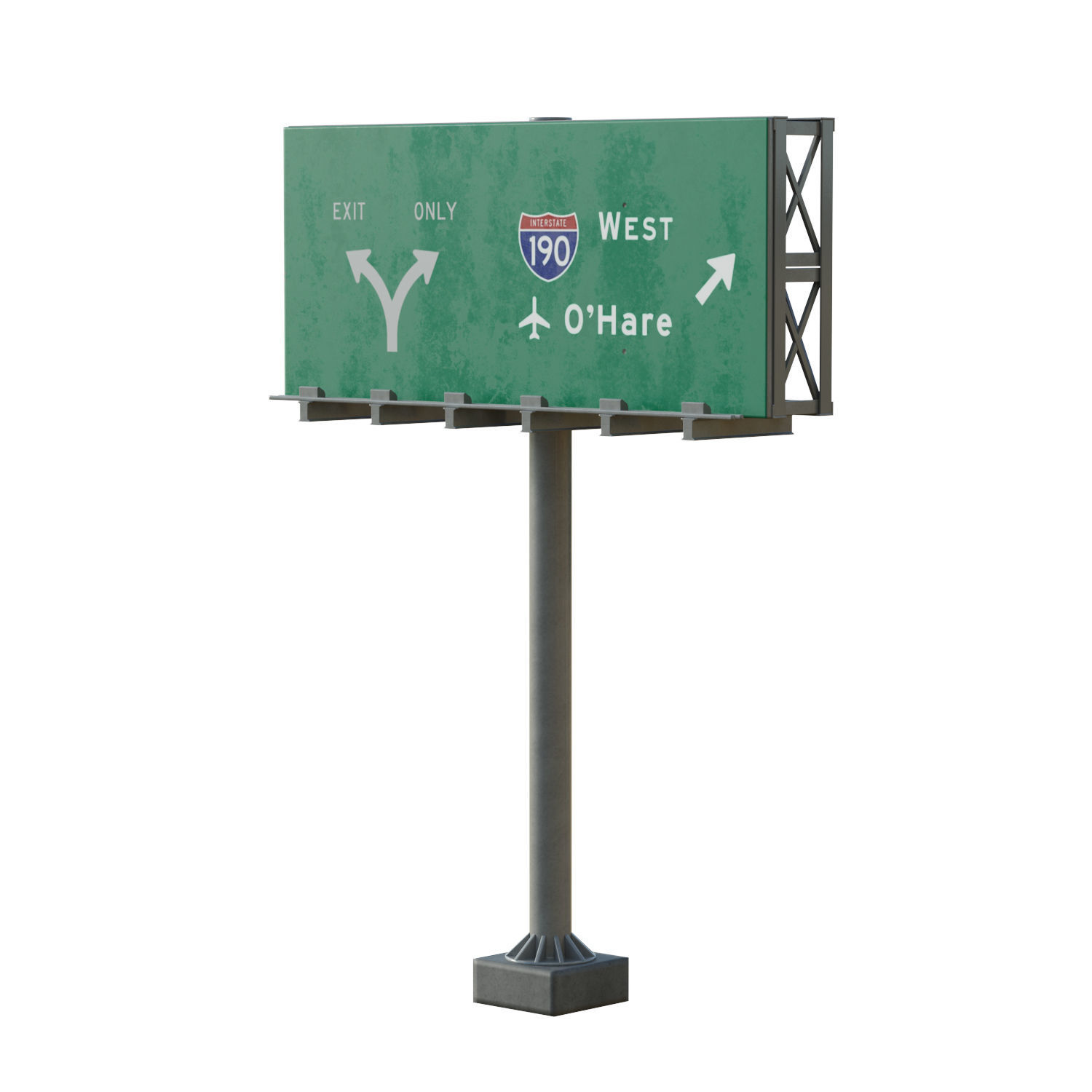 Highway Sign 01 Low-poly 3D model_11