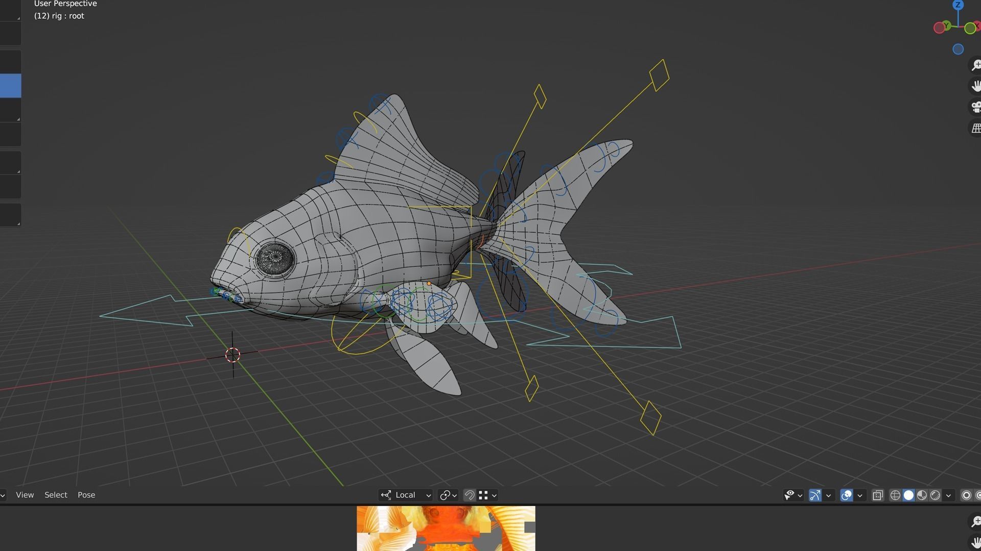 Goldfish Low-poly 3D model_4