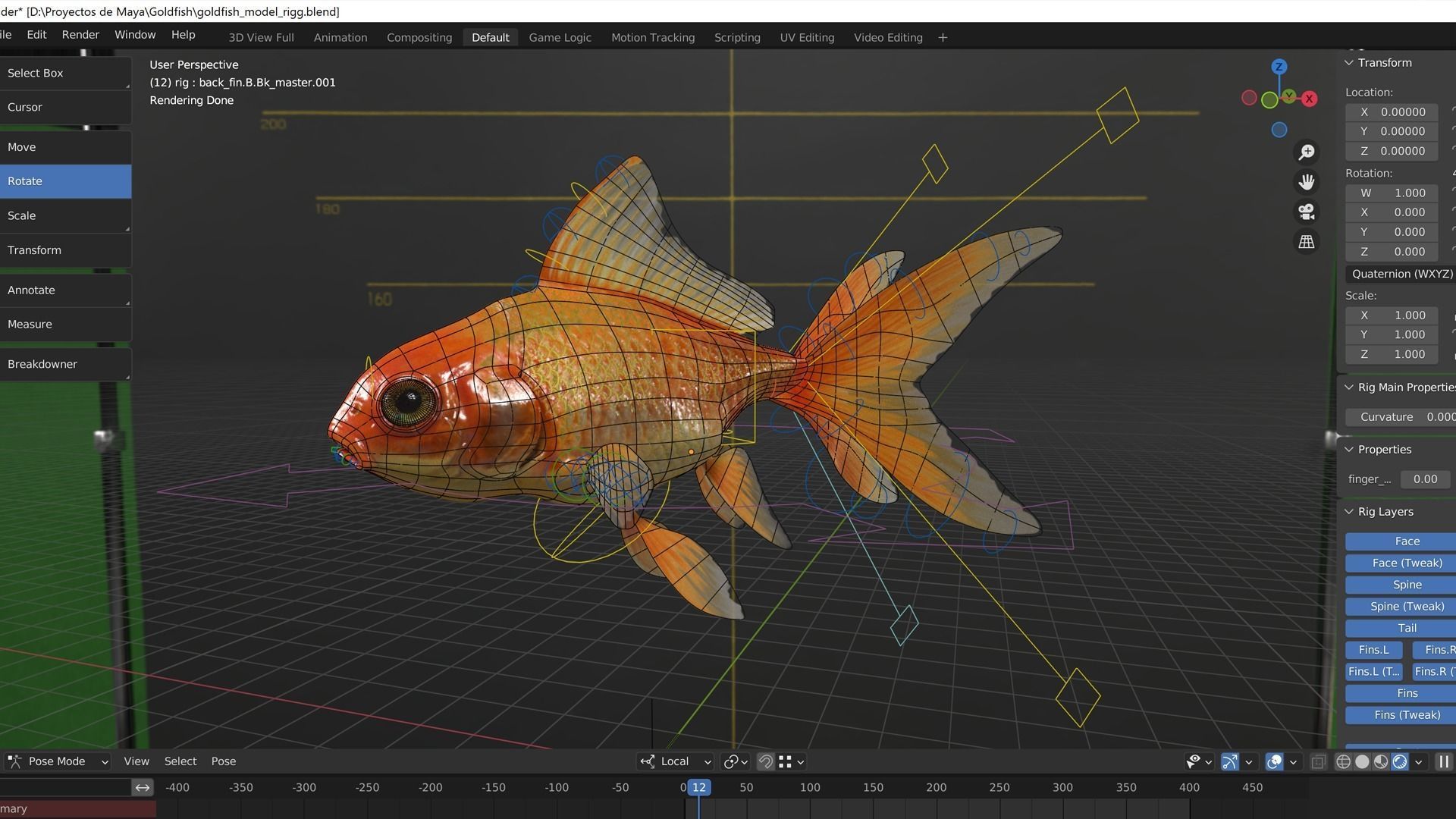 Goldfish Low-poly 3D model_3