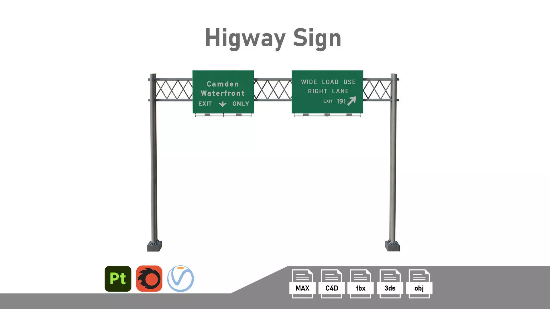 Highway Sign 04 Low-poly 3D model_0