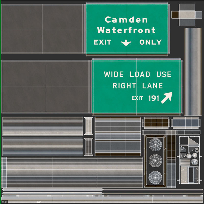 Highway Sign 04 Low-poly 3D model_18