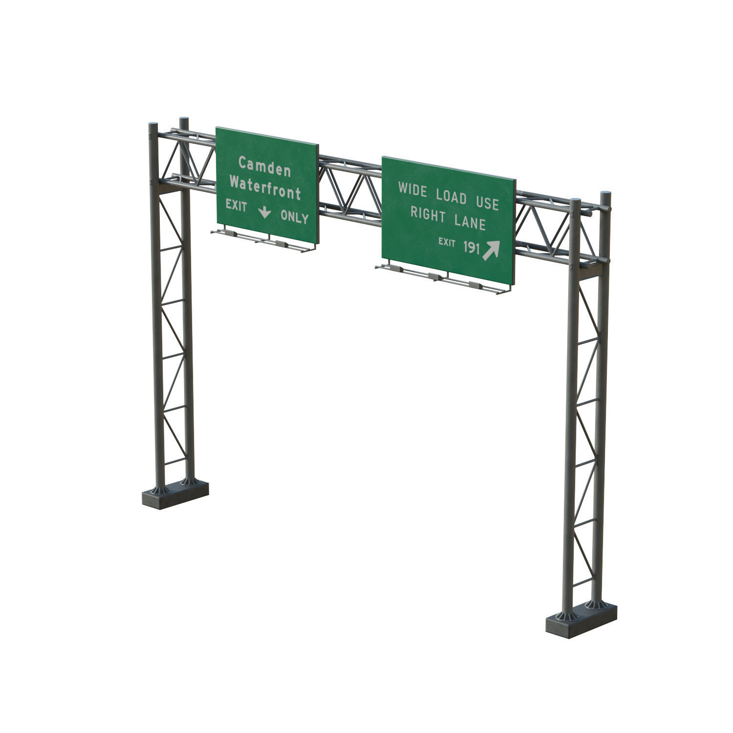 Highway Sign 04 Low-poly 3D model_11