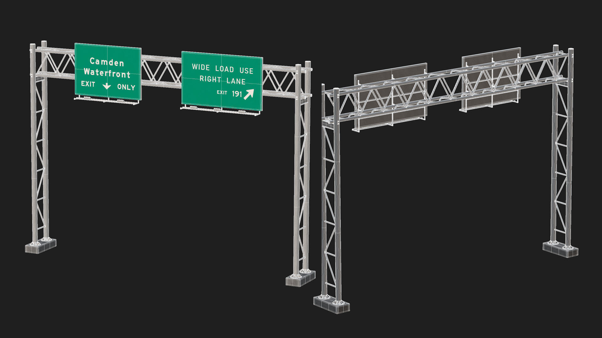 Highway Sign 04 Low-poly 3D model_17