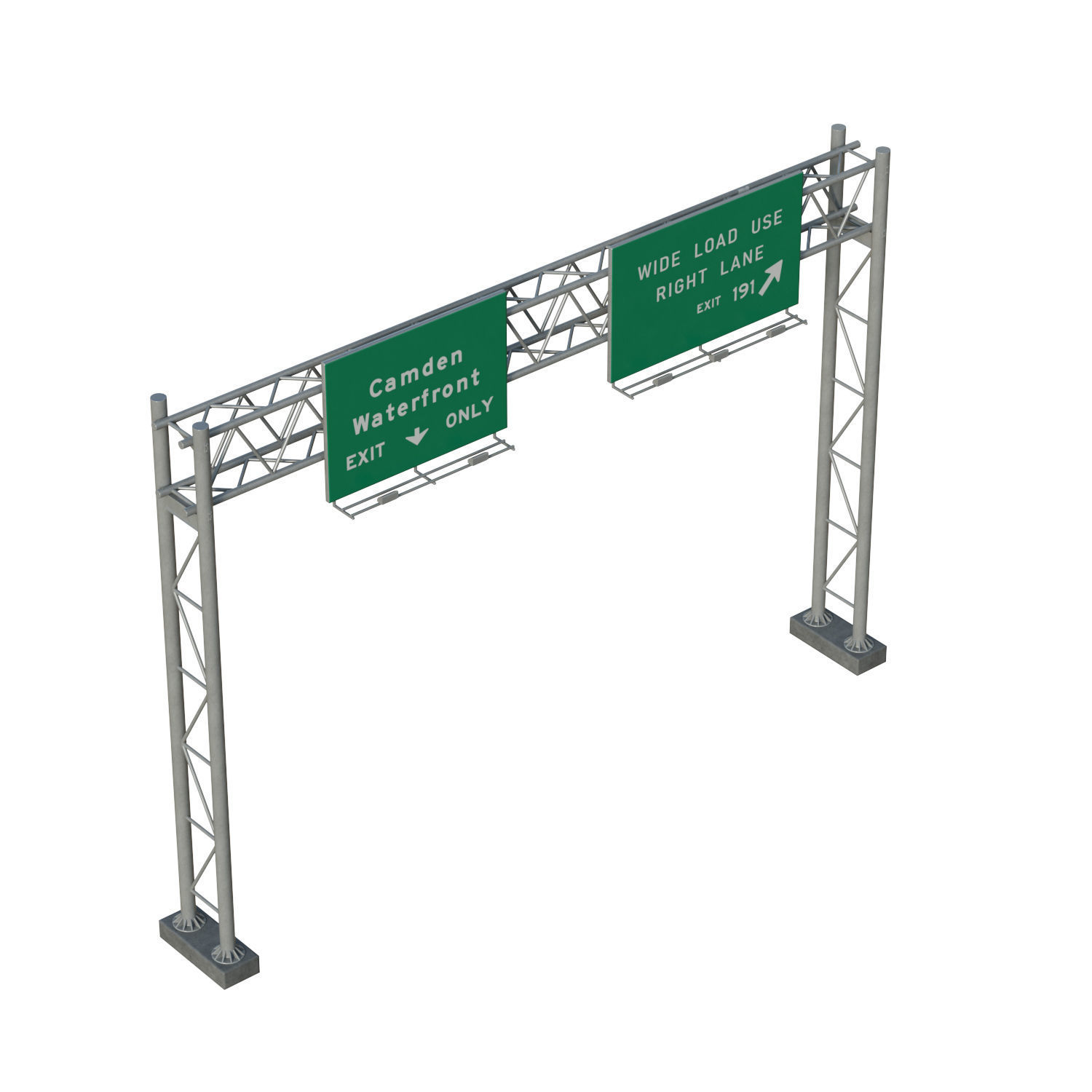 Highway Sign 04 Low-poly 3D model_3
