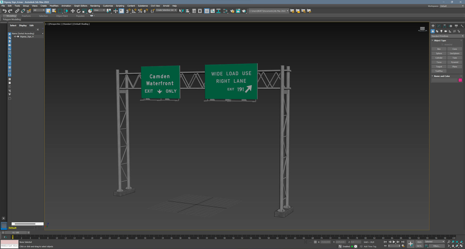 Highway Sign 04 Low-poly 3D model_15