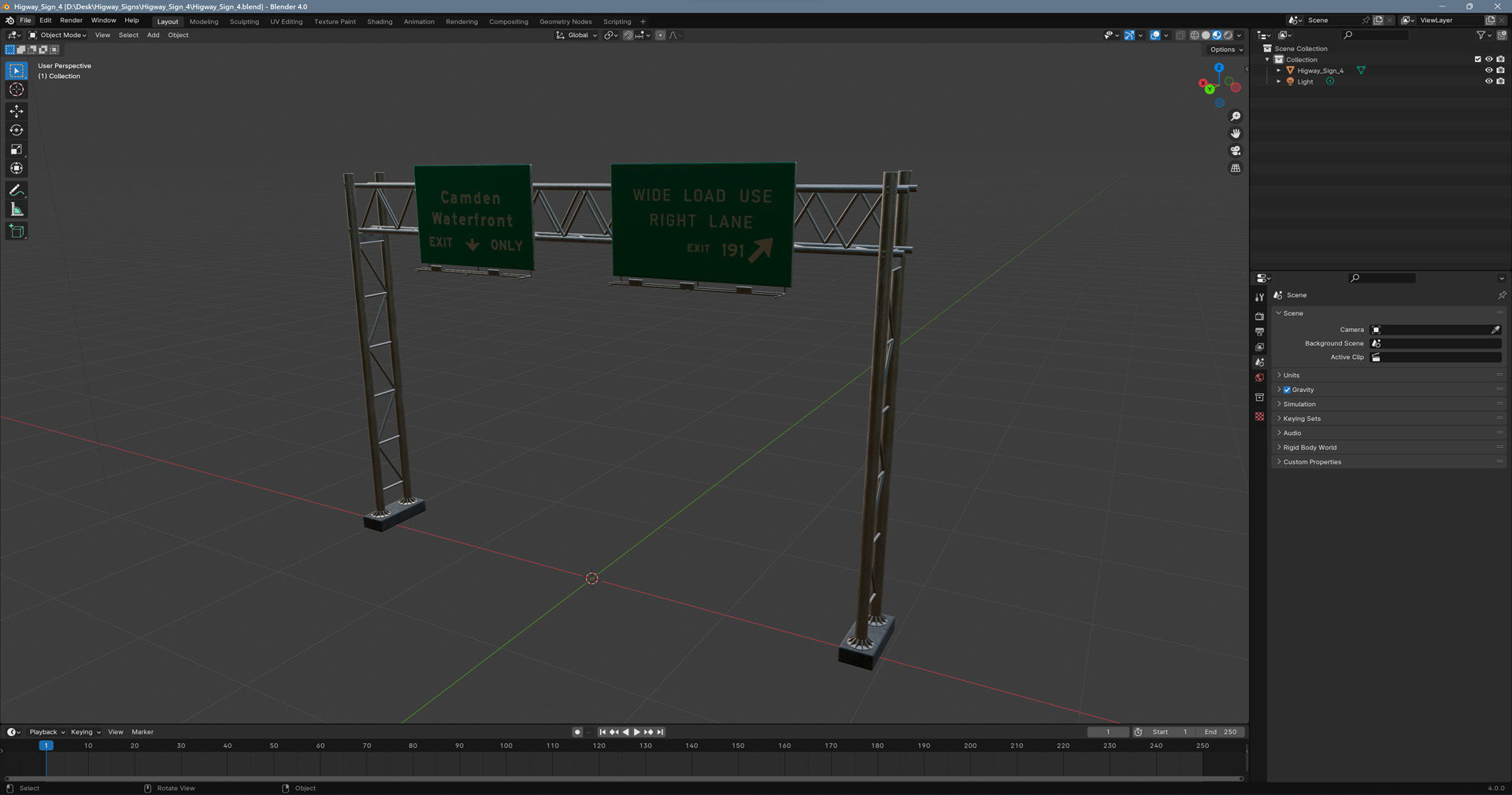 Highway Sign 04 Low-poly 3D model_13