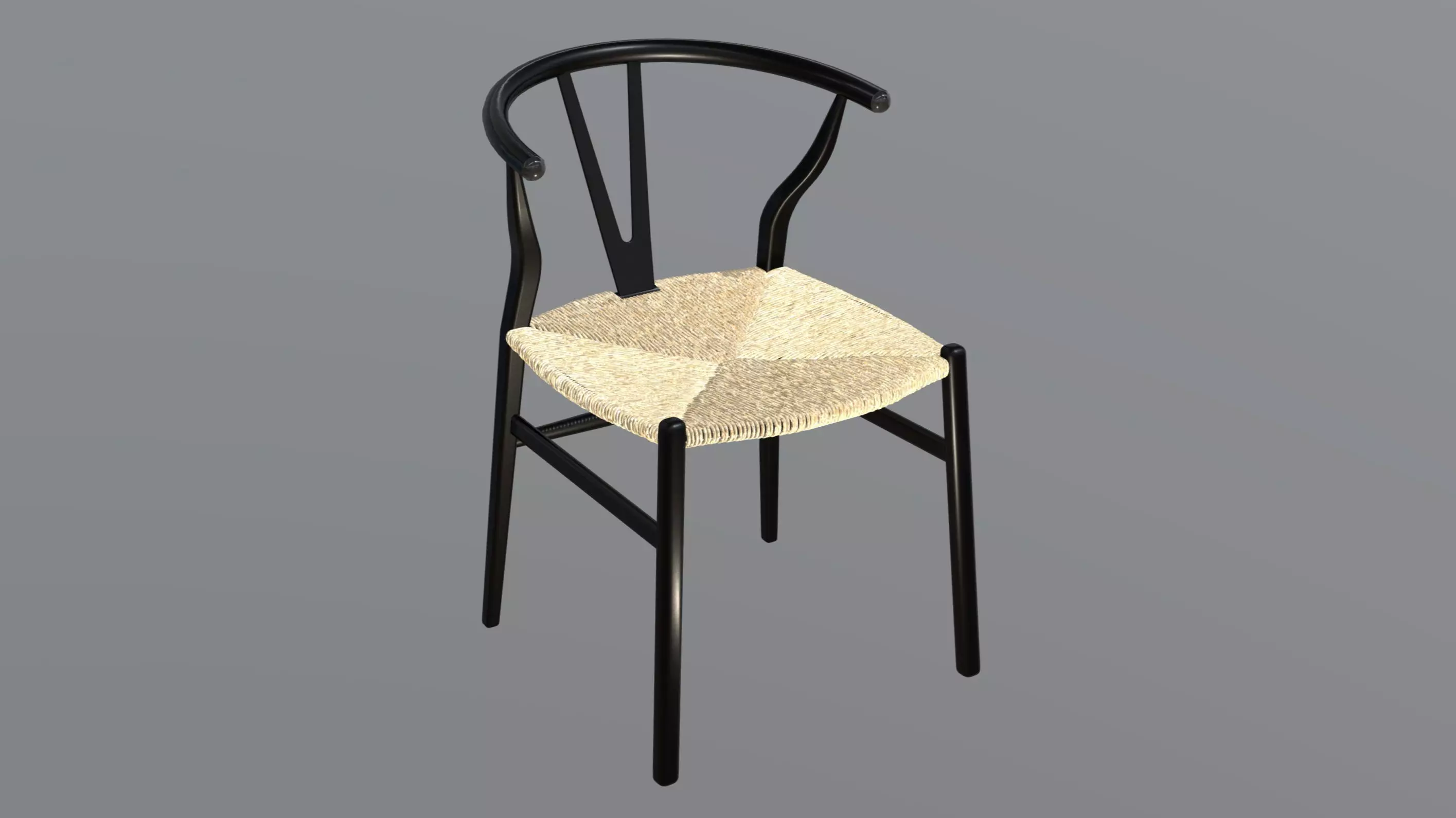 Woven Wishbone Kitchen Chair Free 3D model