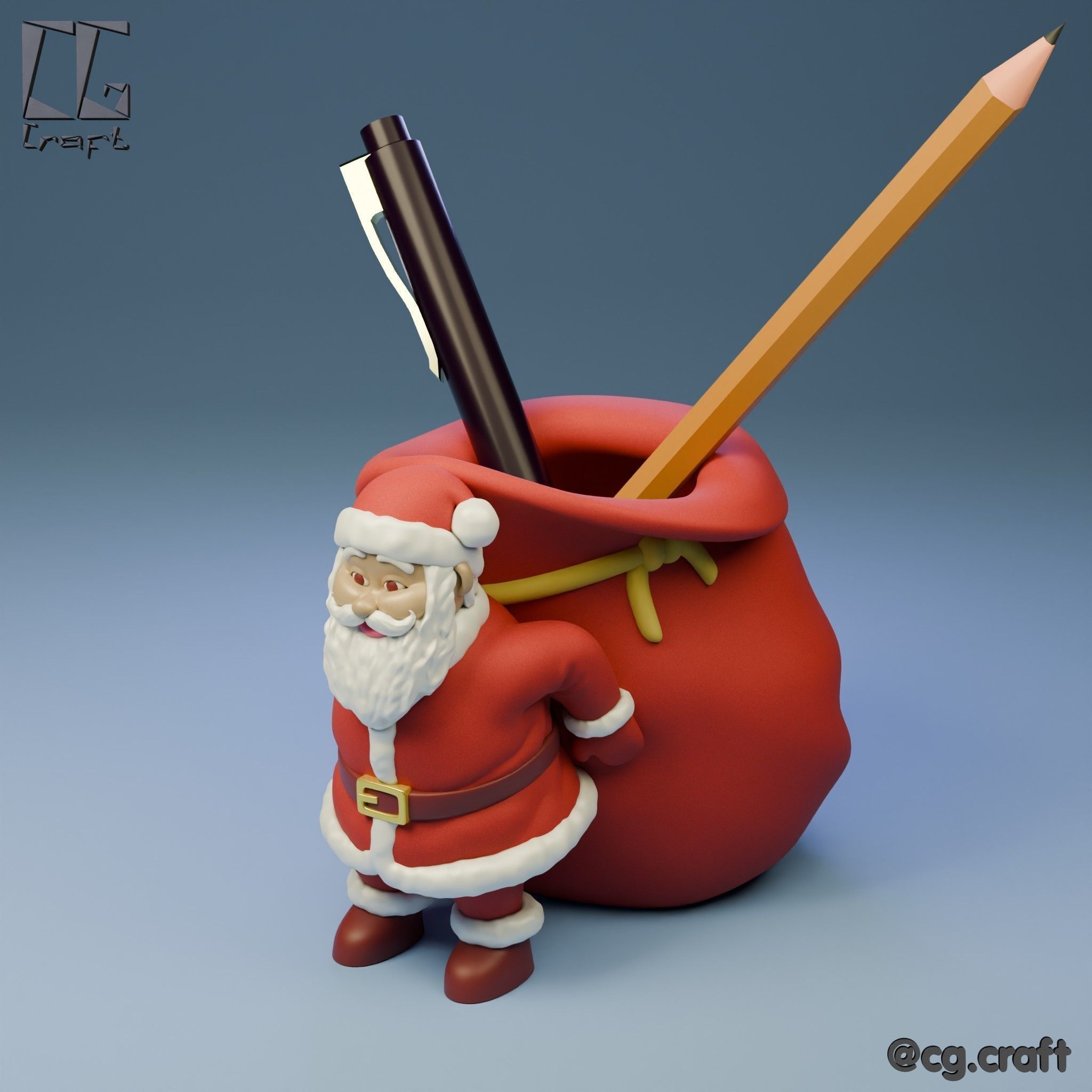 Santa pencil holder 3D print model_2