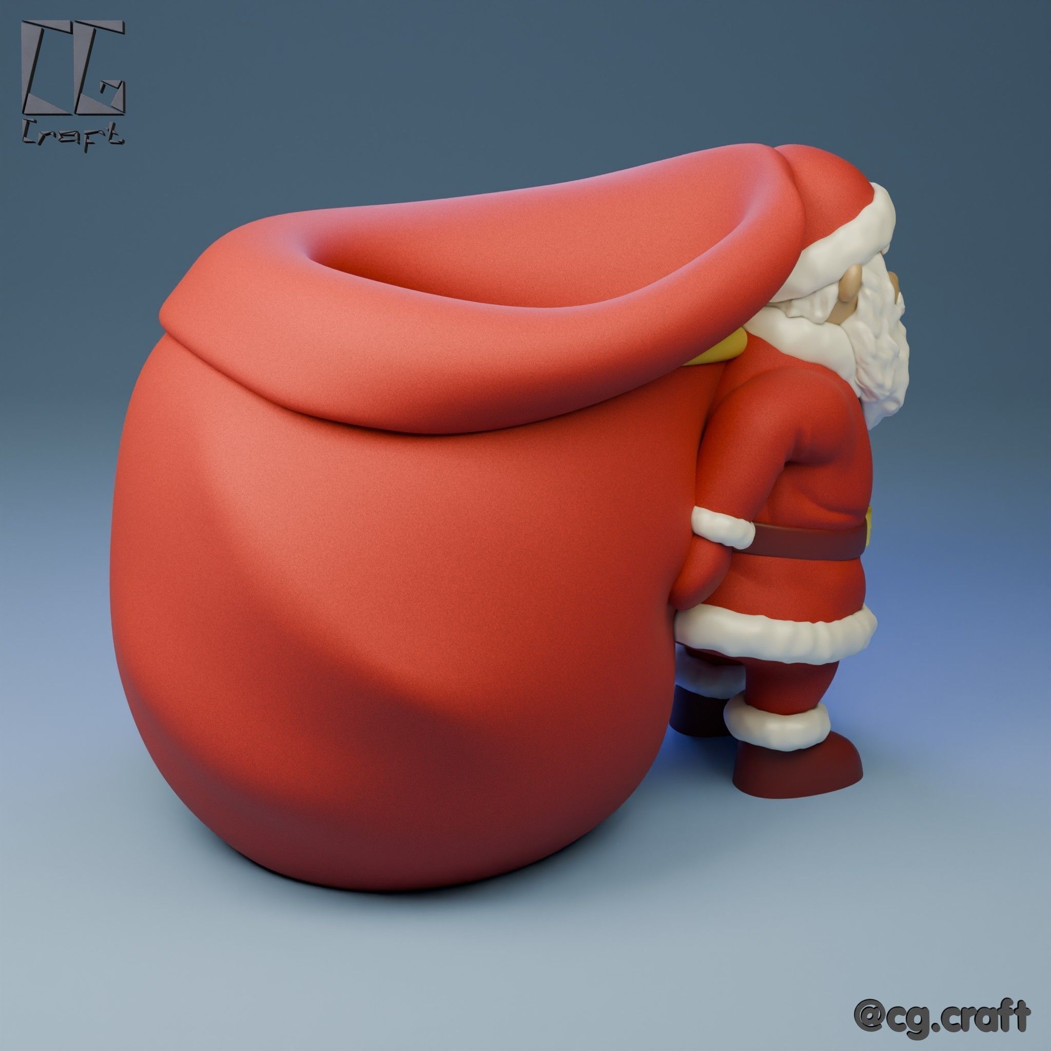 Santa pencil holder 3D print model_3