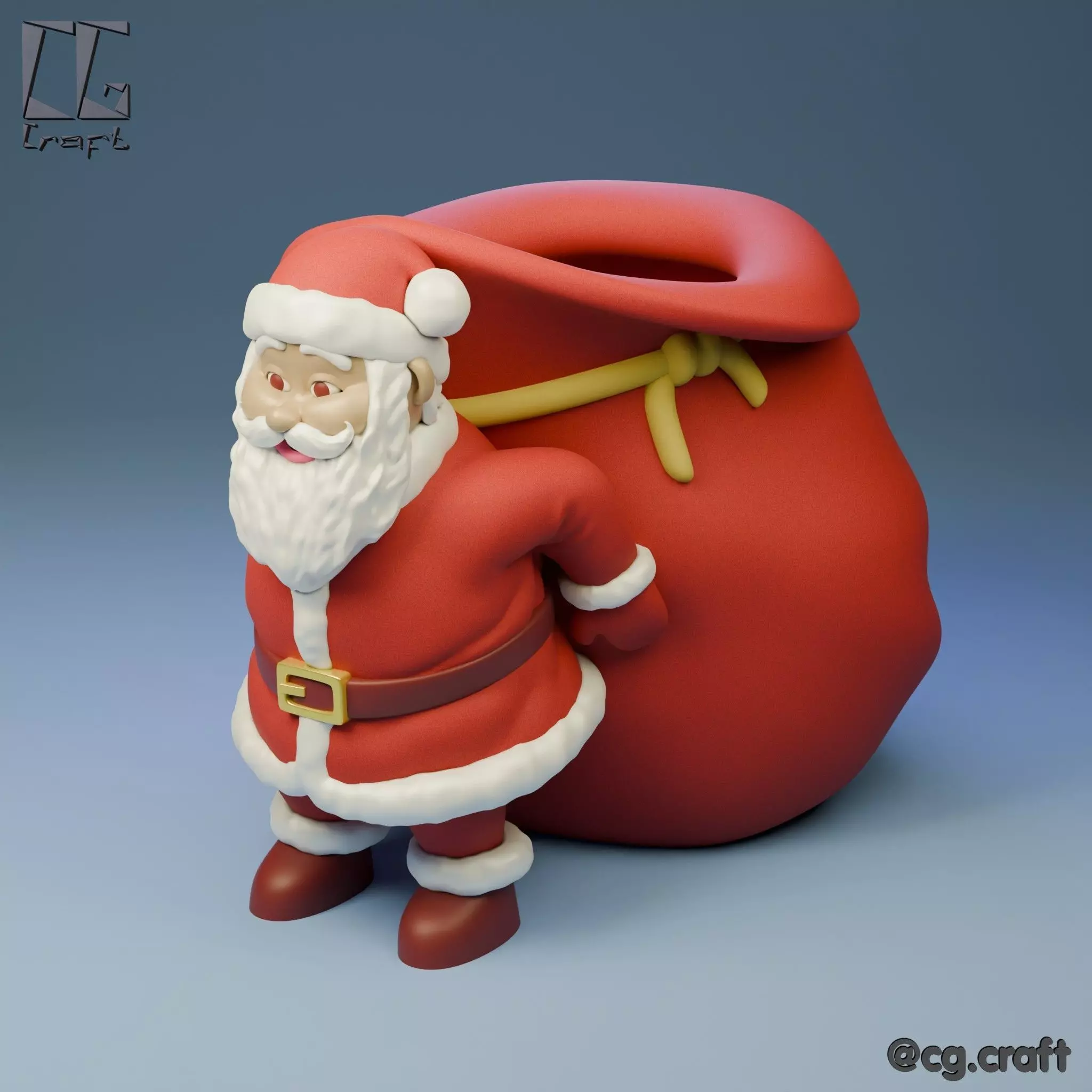 Santa pencil holder 3D print model_0