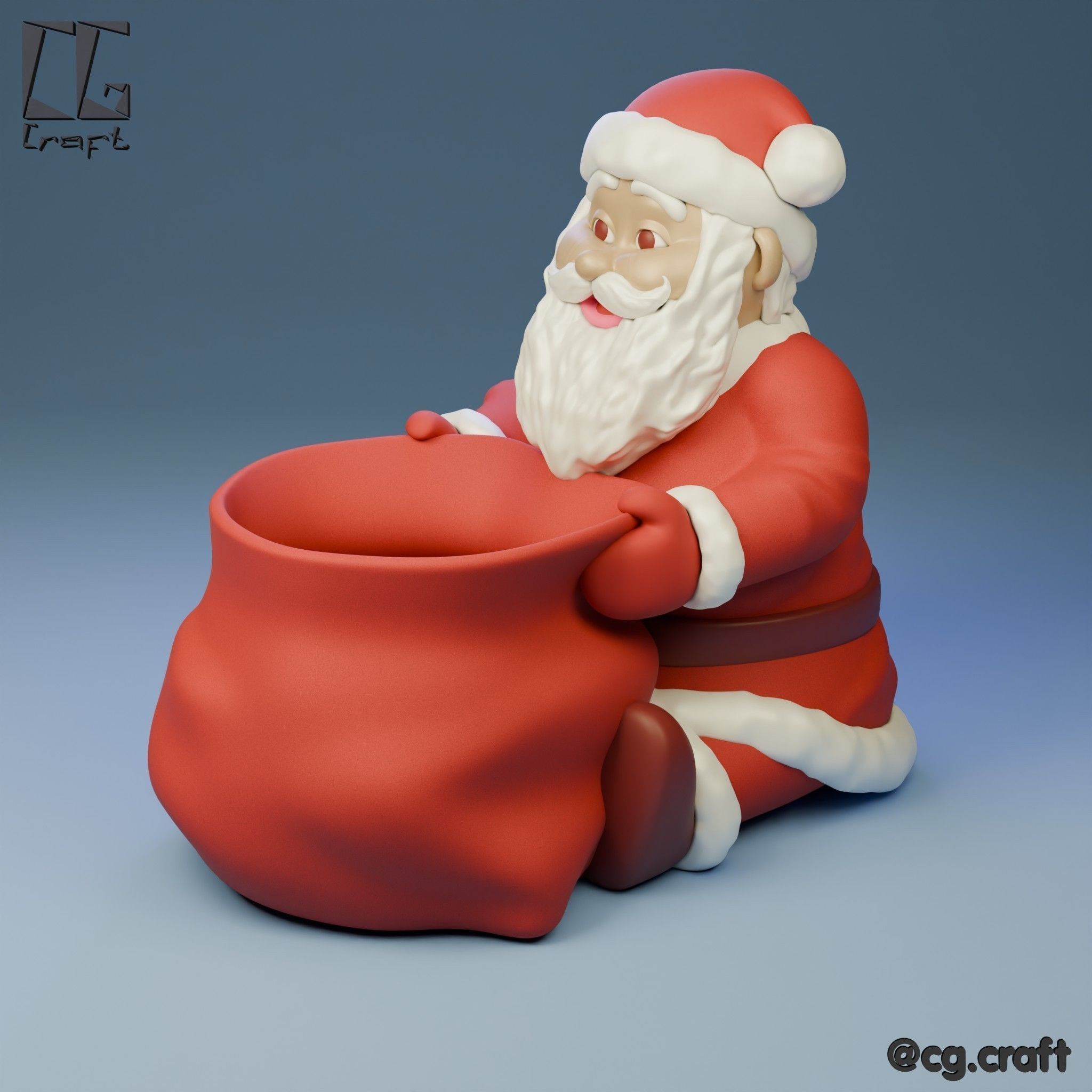 Santa pencil holder 3D print model_1