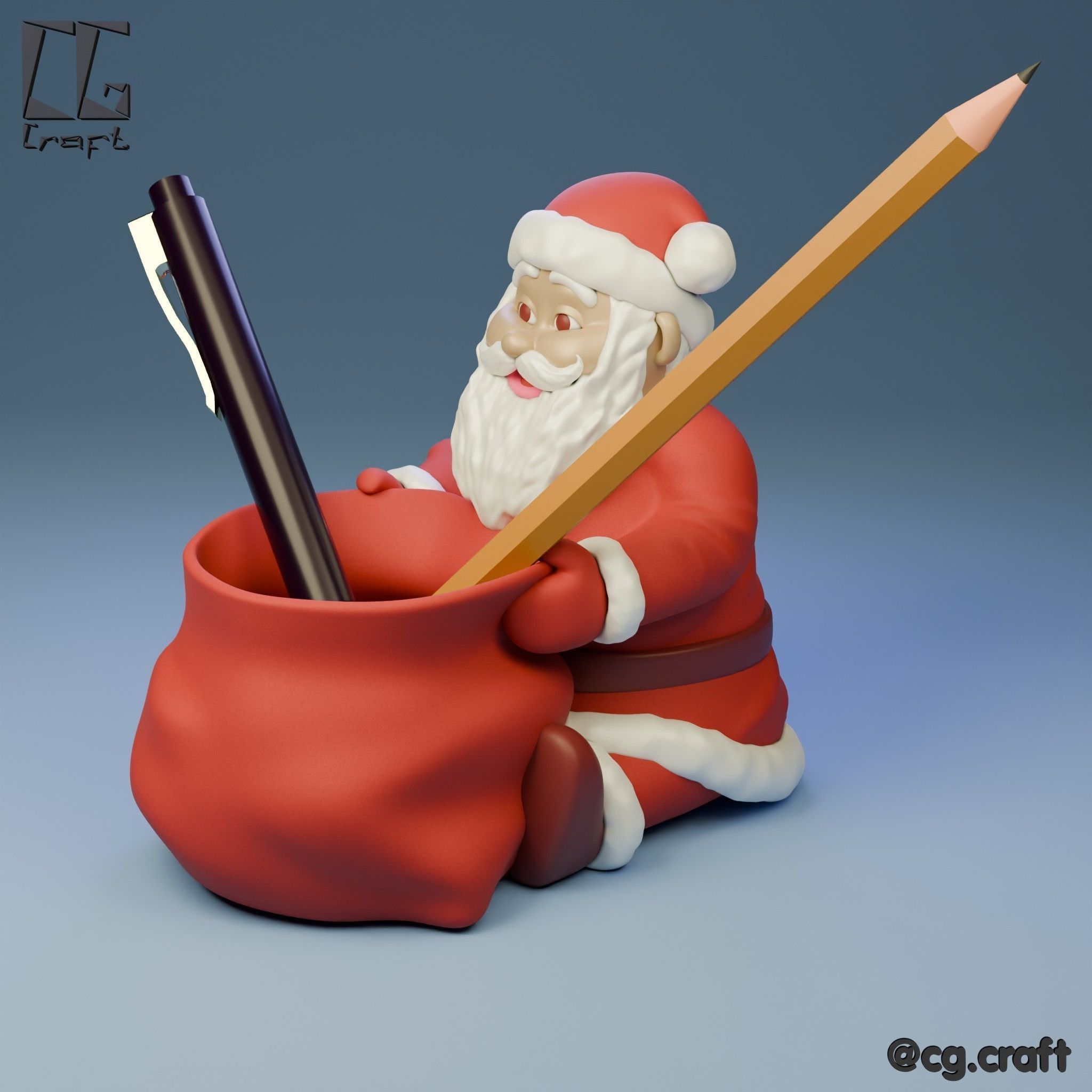 Santa pencil holder 3D print model_3