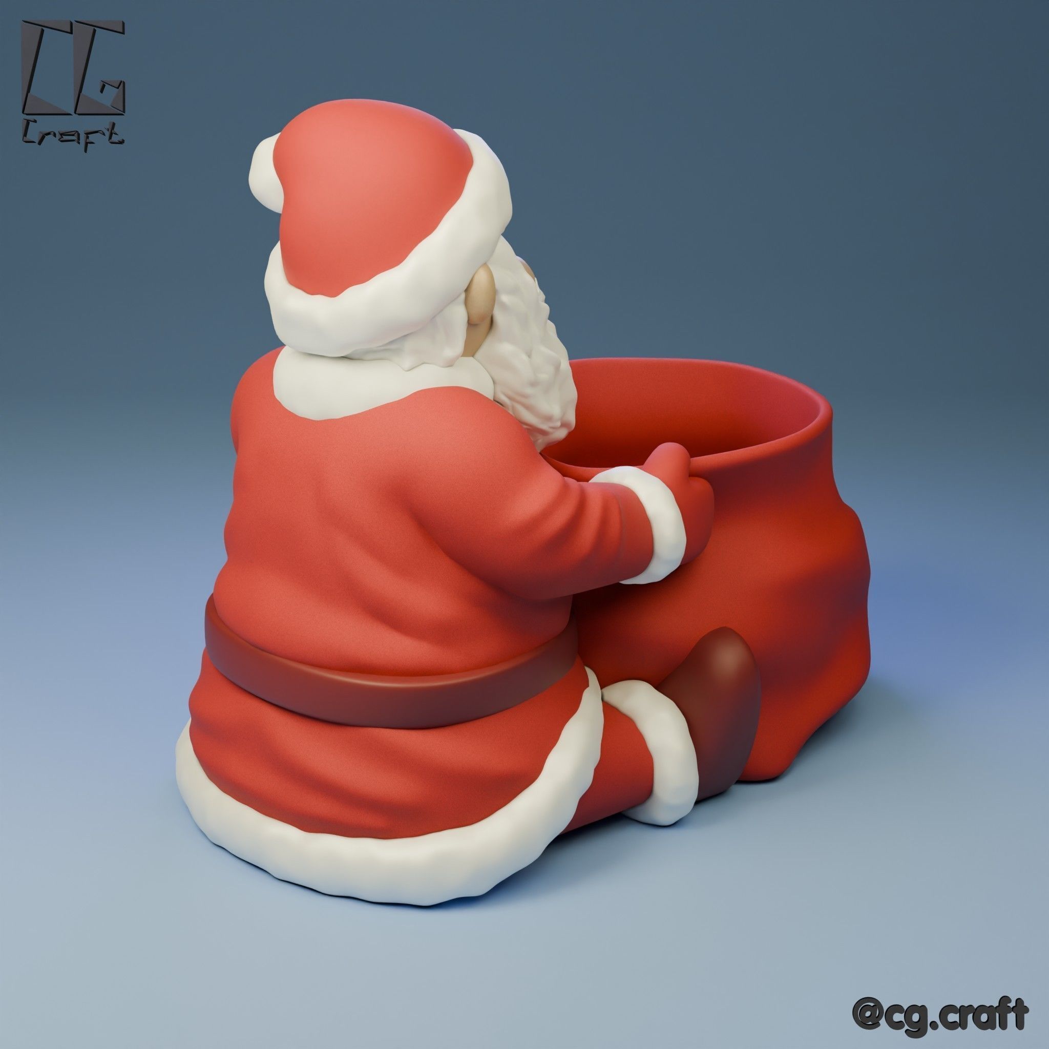 Santa pencil holder 3D print model_2
