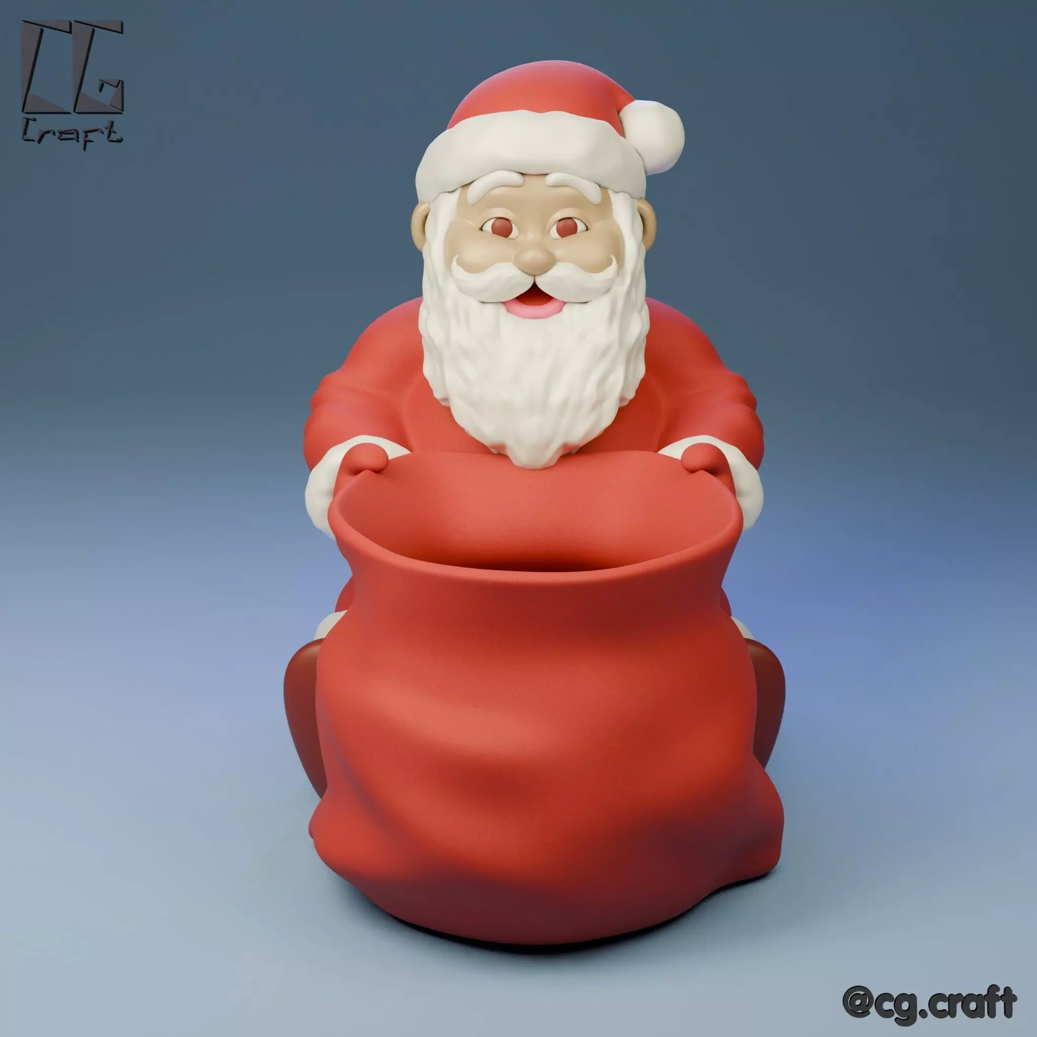 Santa pencil holder 3D print model_0