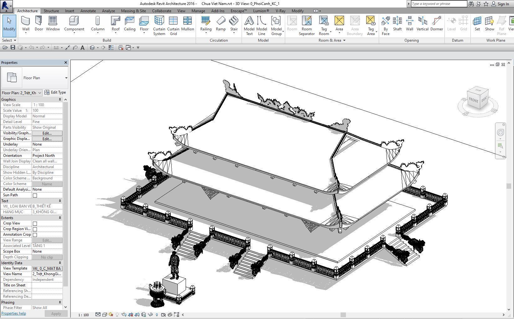 pagoda in vietnam - revit file 3D model_2