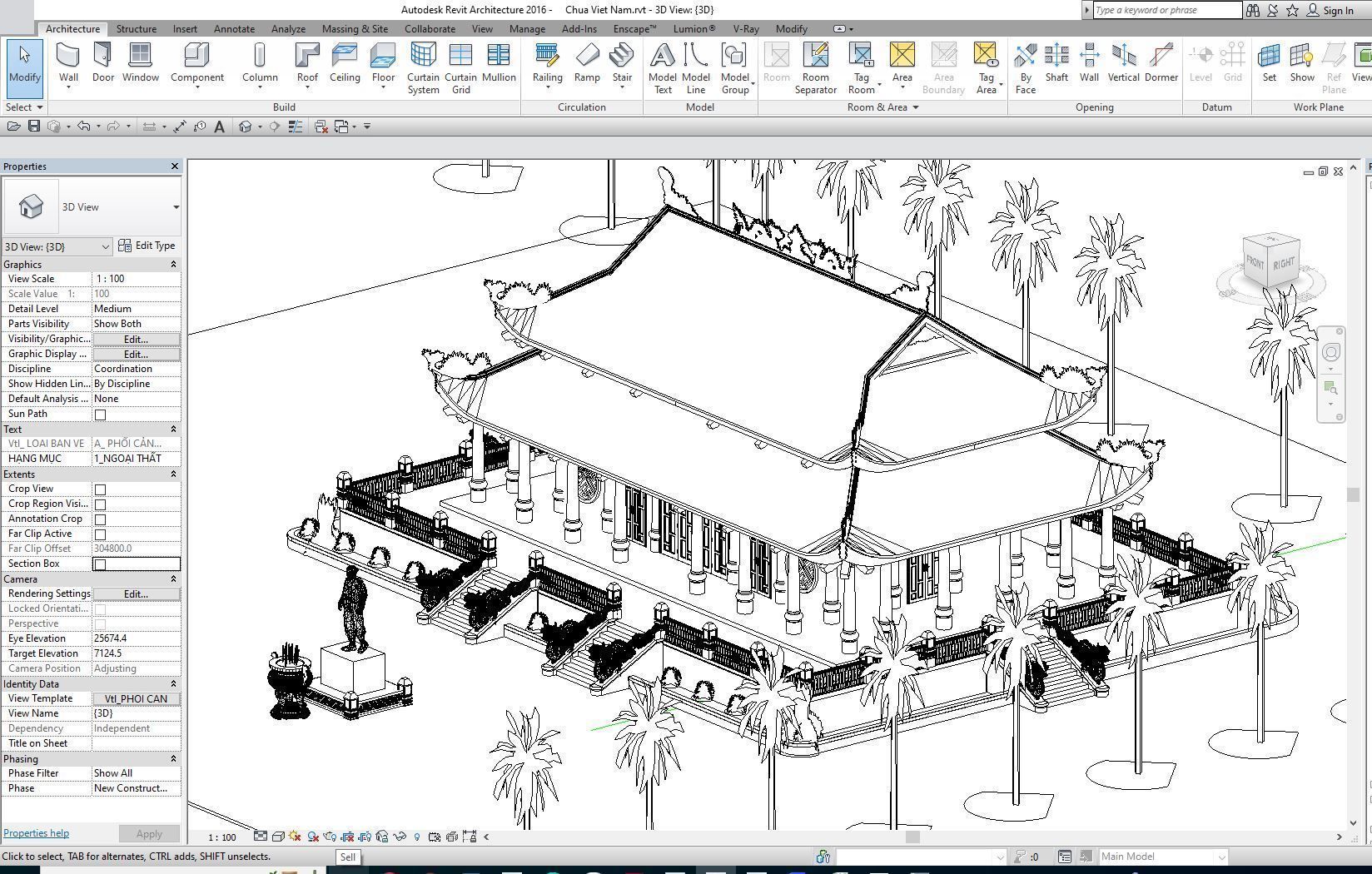 pagoda in vietnam - revit file 3D model_6