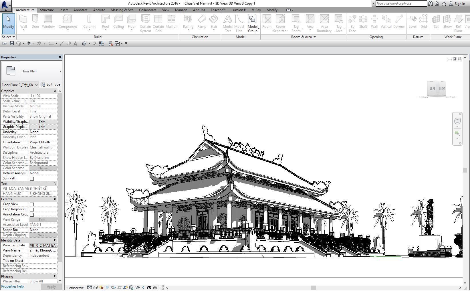 pagoda in vietnam - revit file 3D model_4