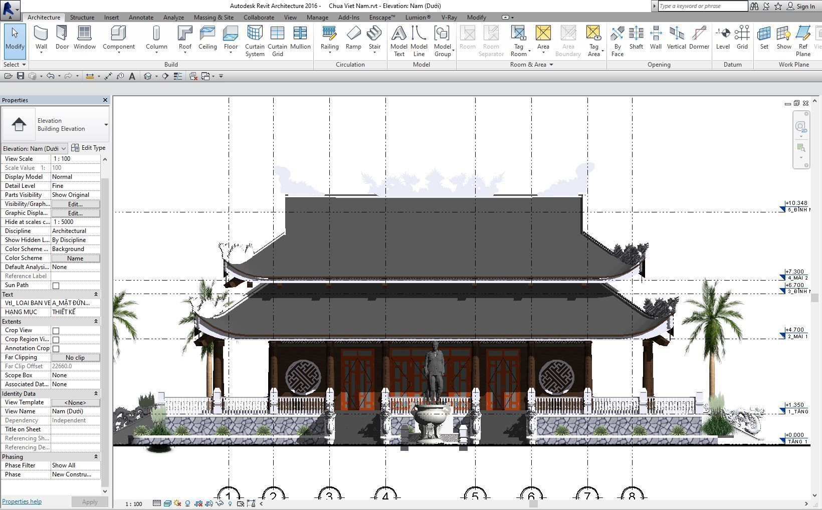 pagoda in vietnam - revit file 3D model_7