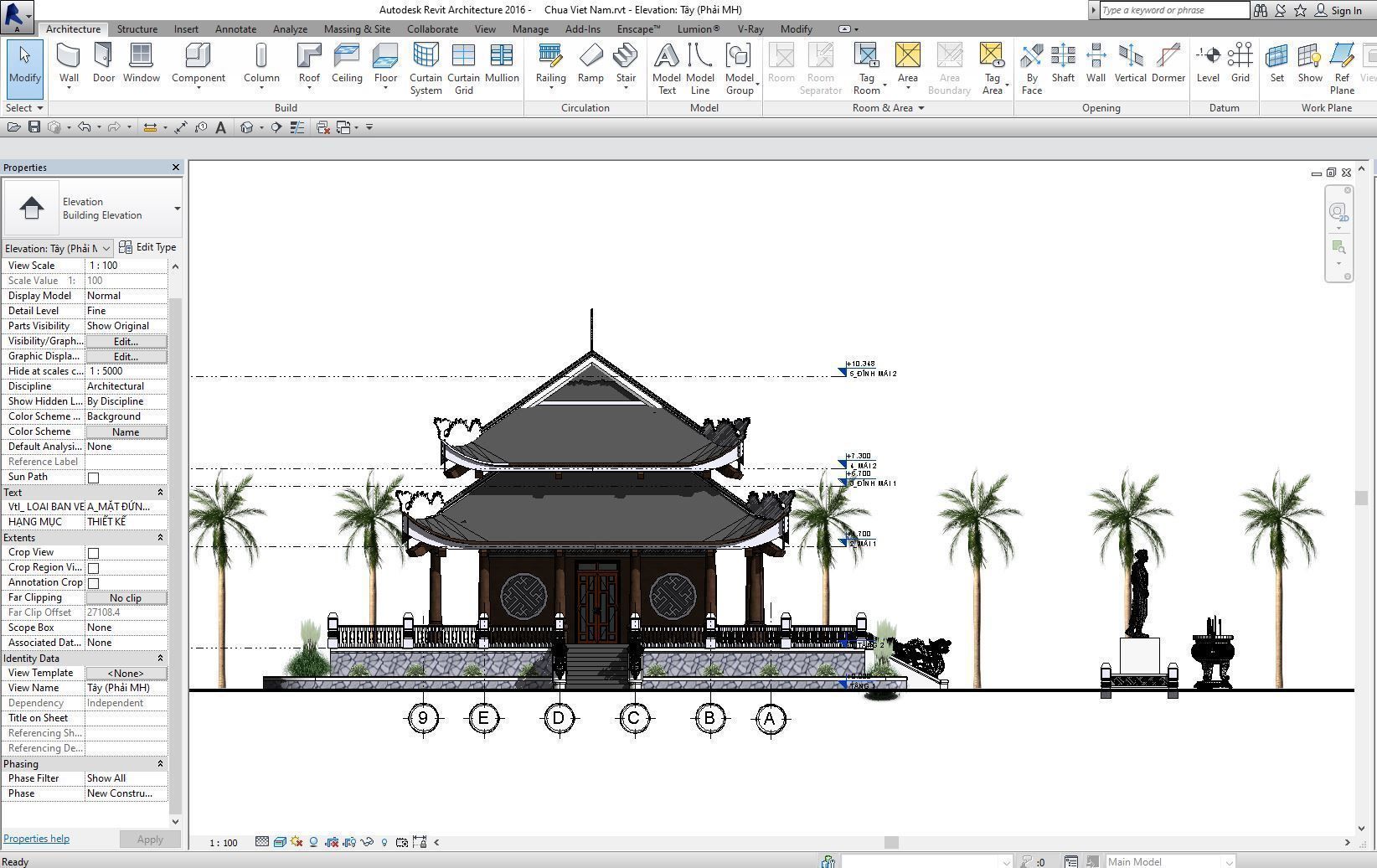 pagoda in vietnam - revit file 3D model_8