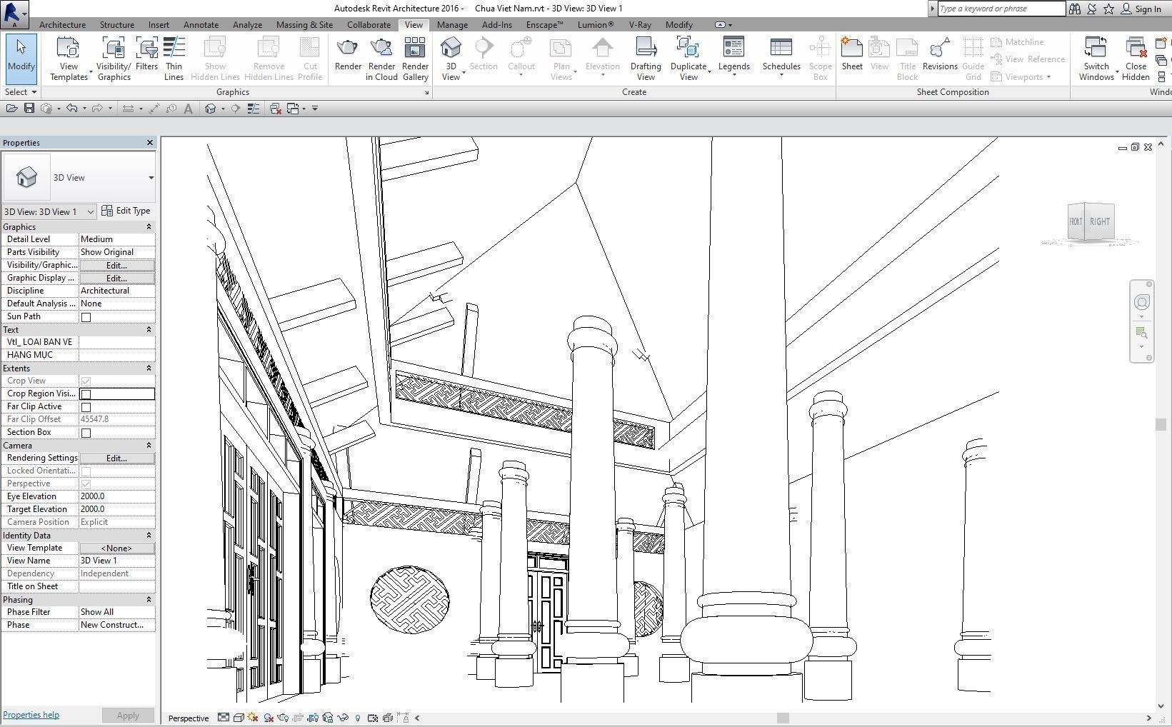 pagoda in vietnam - revit file 3D model_9