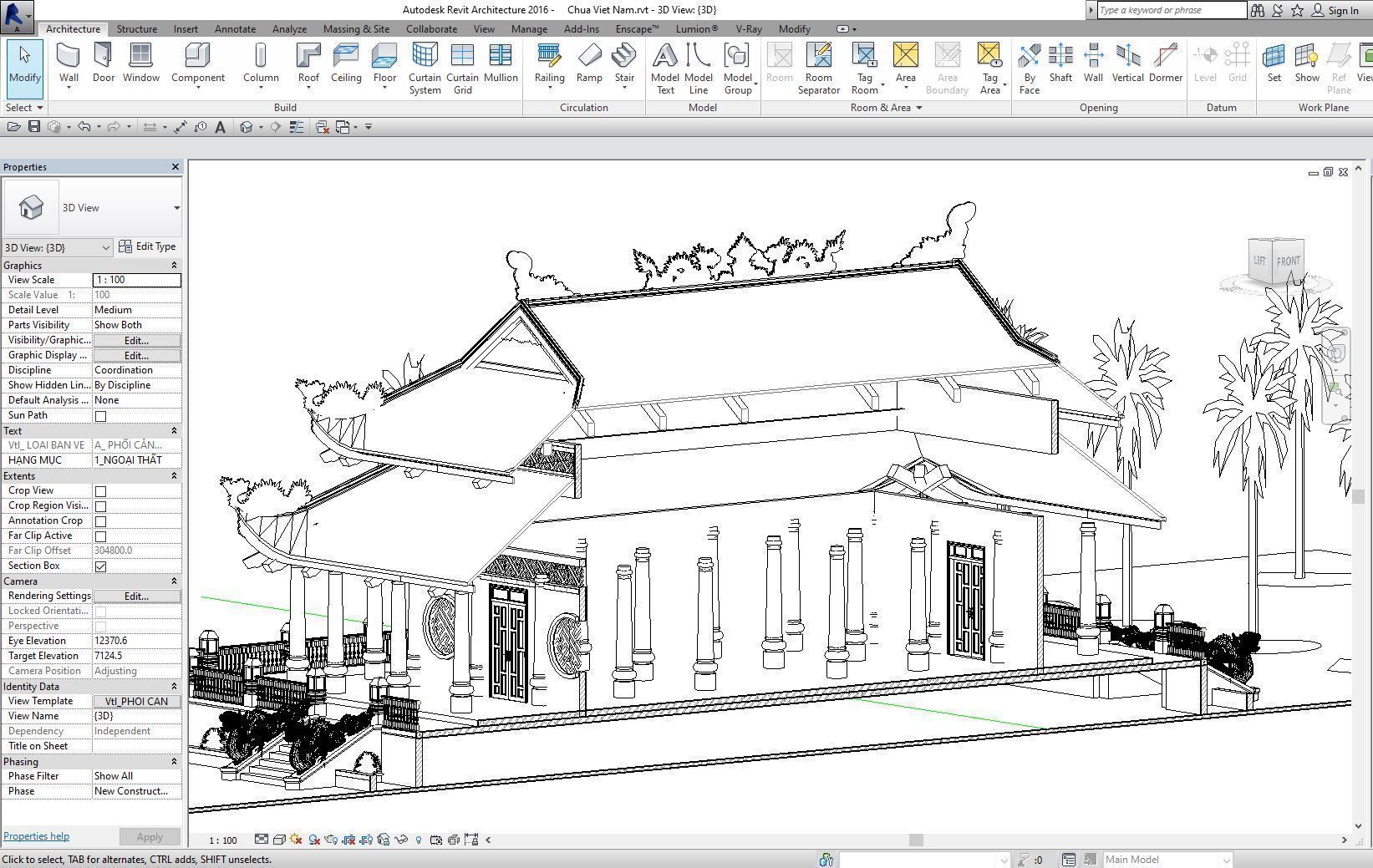pagoda in vietnam - revit file 3D model_5