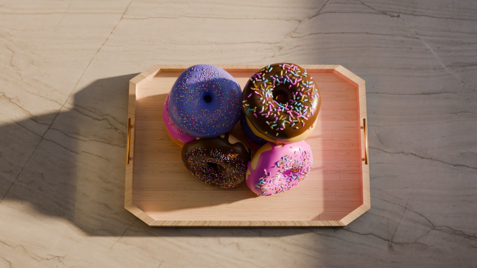 Photorealistic donut with a Classic tray 3D model_3