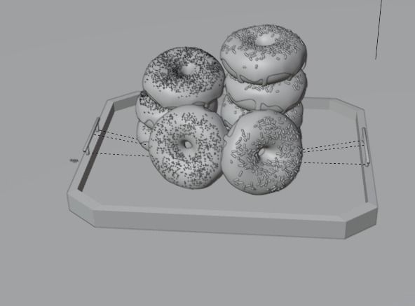 Photorealistic donut with a Classic tray 3D model_5