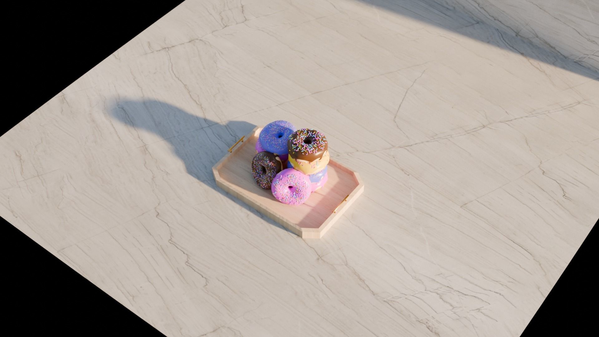 Photorealistic donut with a Classic tray 3D model_4