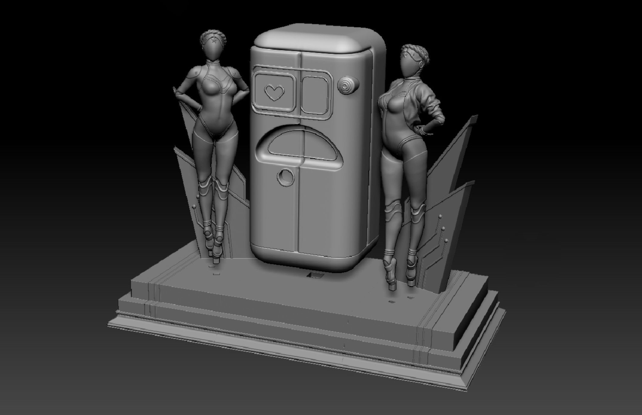 Ballerina-Robot Twins and Cabinet Eleanor from Atomic Hearts 3D print model_3