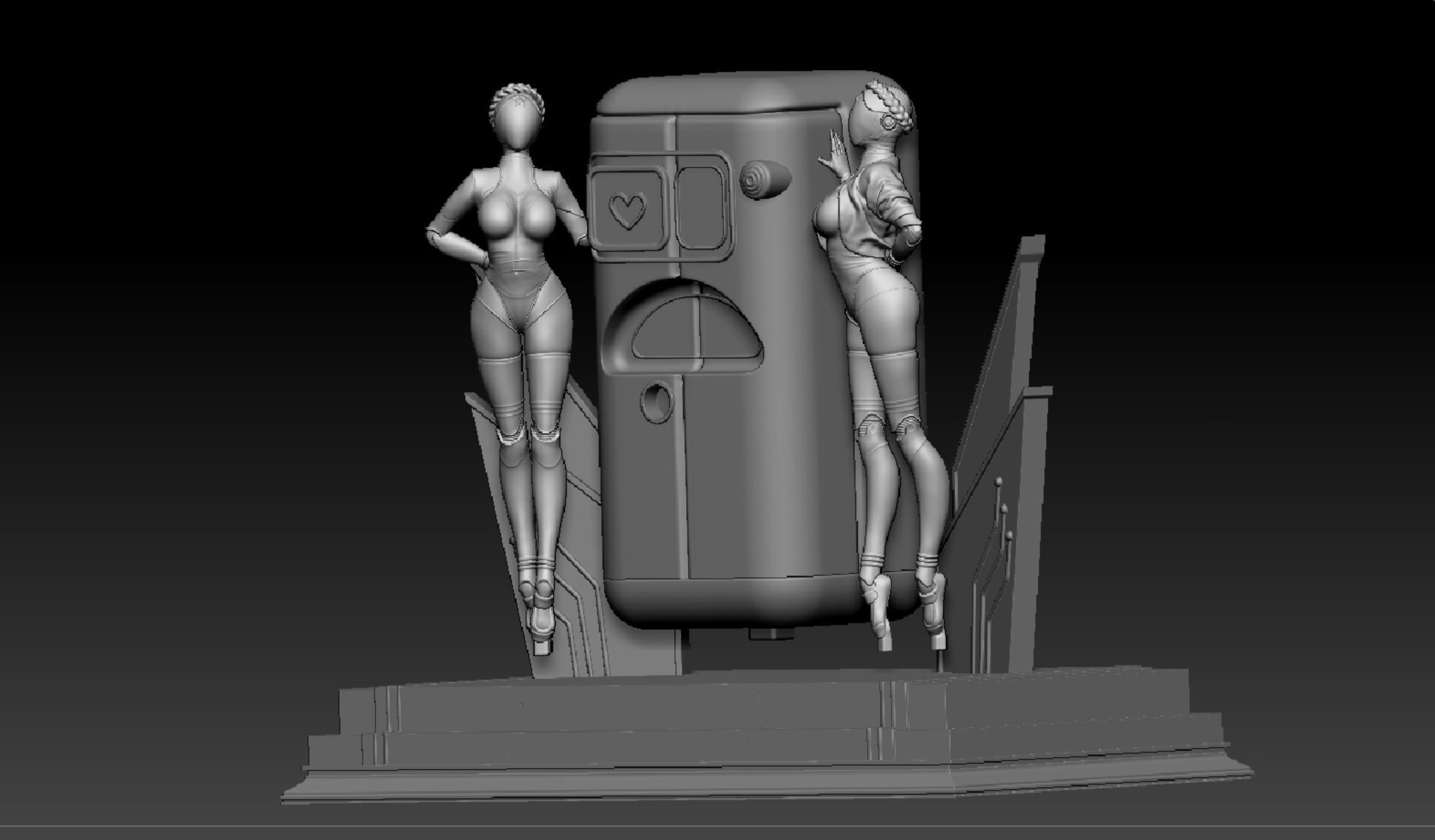 Ballerina-Robot Twins and Cabinet Eleanor from Atomic Hearts 3D print model_1