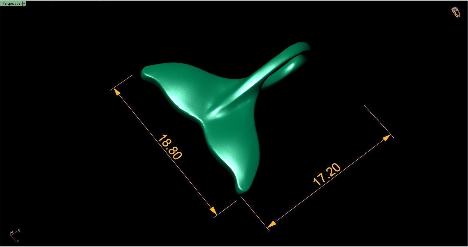 Whale tail pendant 3D print model_4
