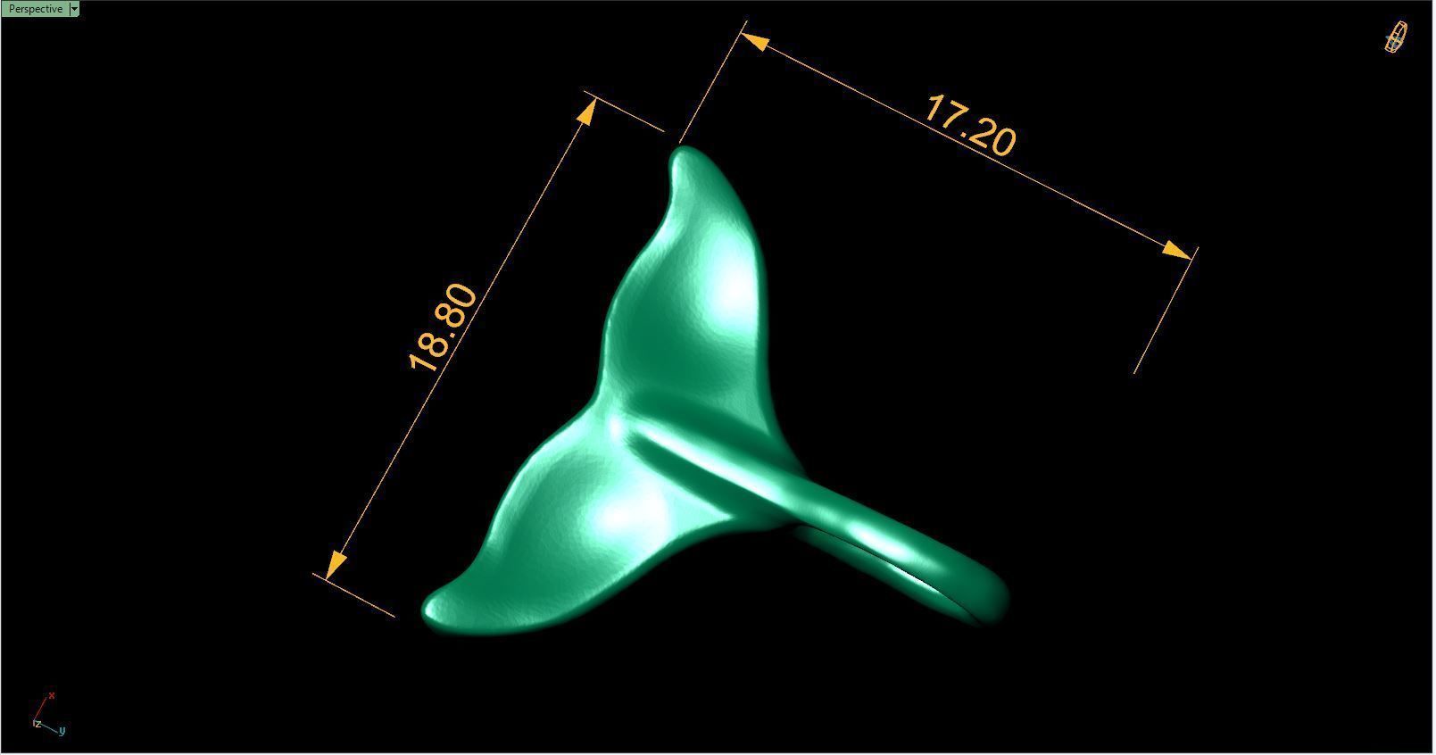 Whale tail pendant 3D print model_5