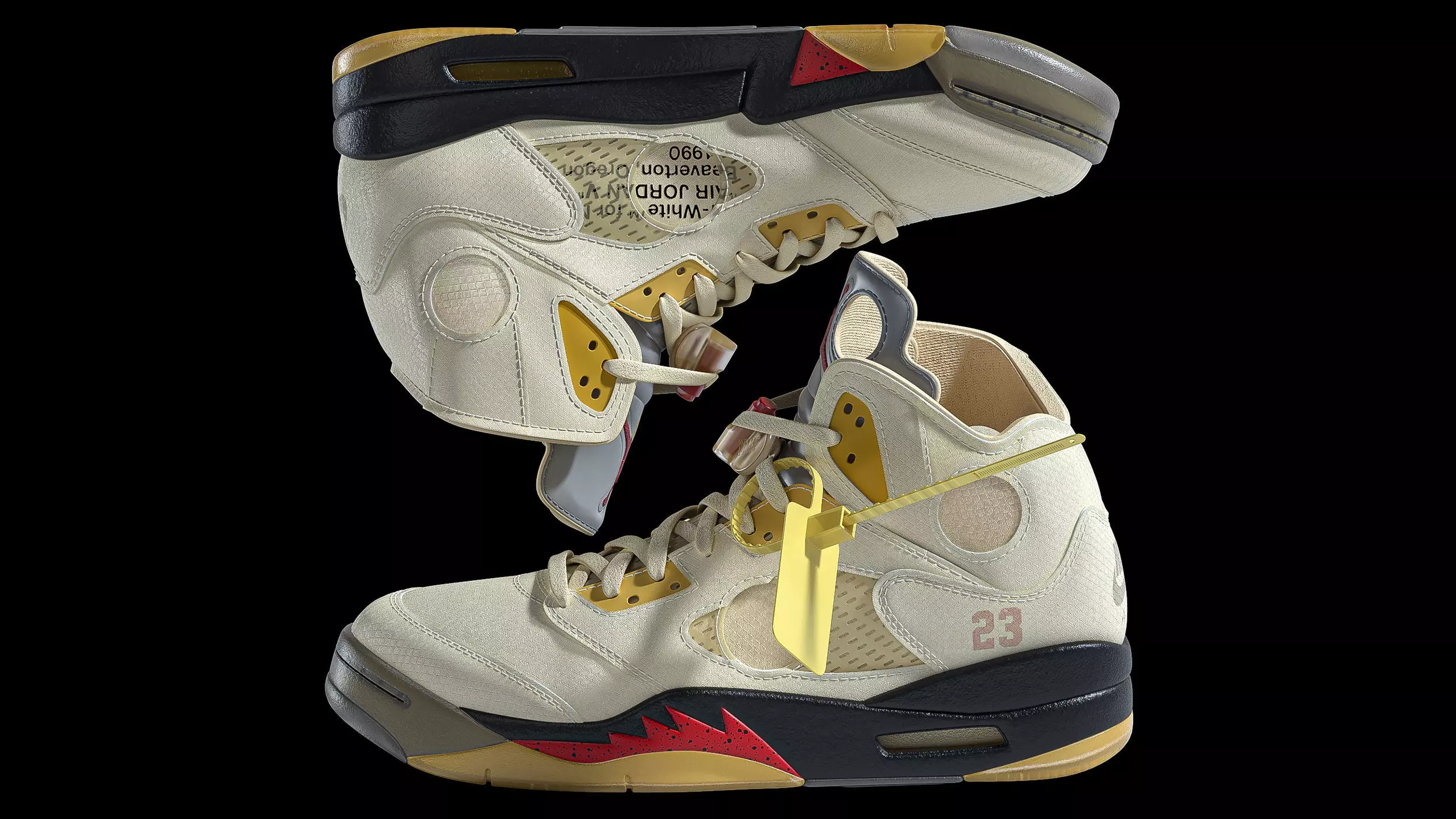 Off White Nike Jordan 5 White Low-poly 3D model