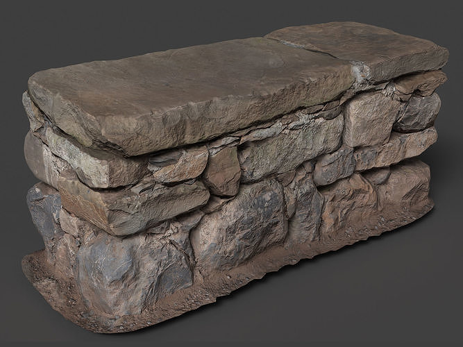 Ultra realistic Stone Bench Scan Low-poly 3D model