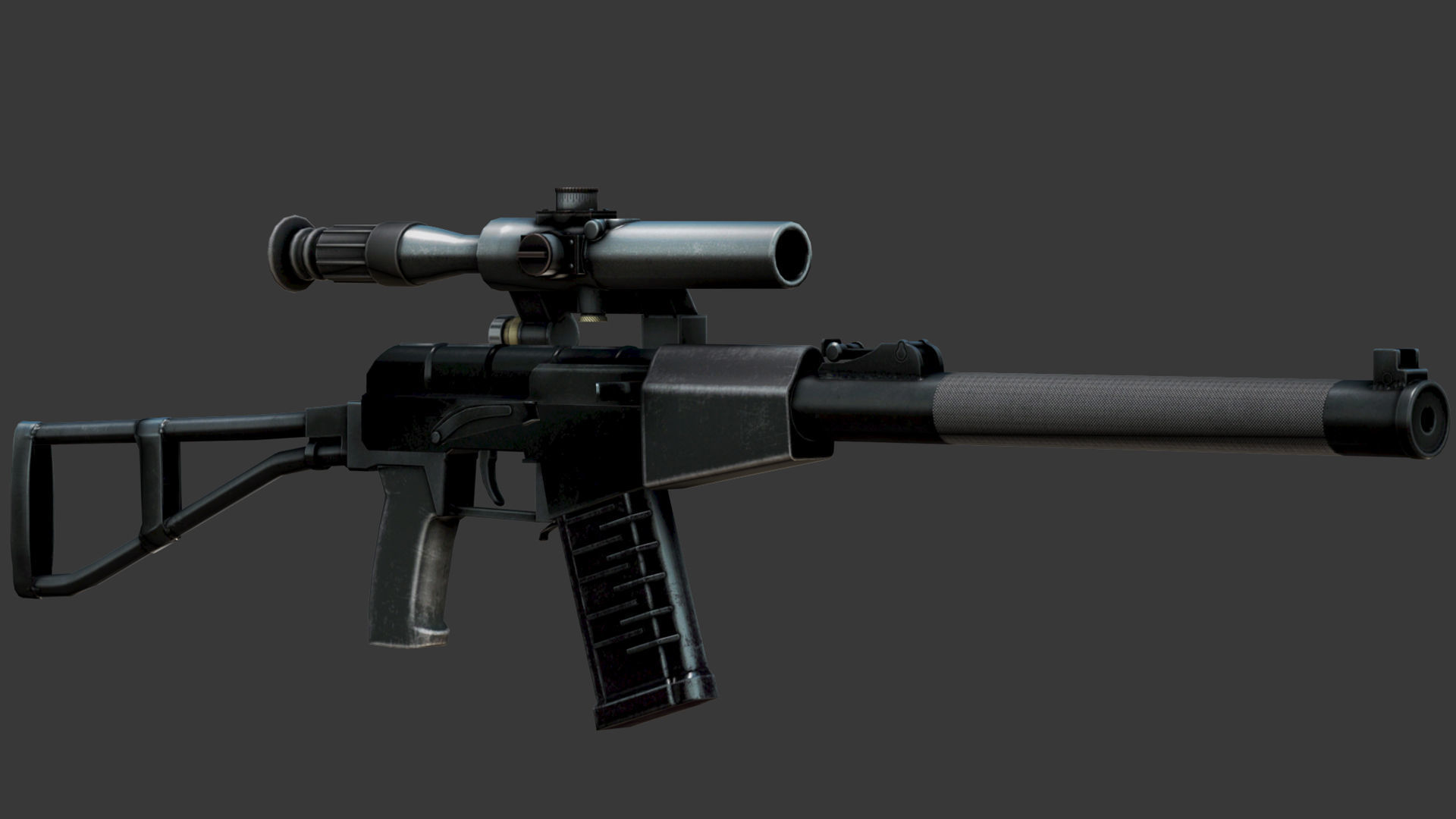 Modern Rifle With Scope 3D model_3