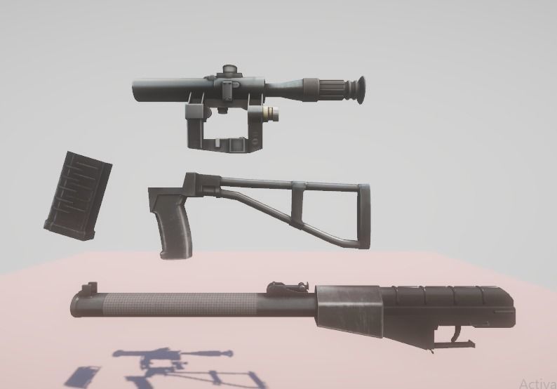 Modern Rifle With Scope 3D model_2