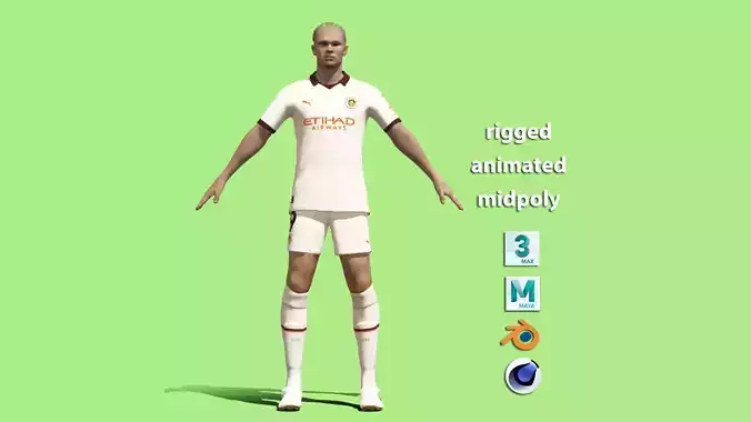 T-Pose Rigged Haaland Manchester City 23-24 3D model