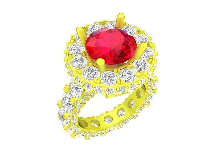 7546 luxury korean style diamond halo enternity engagement ring 3D print model