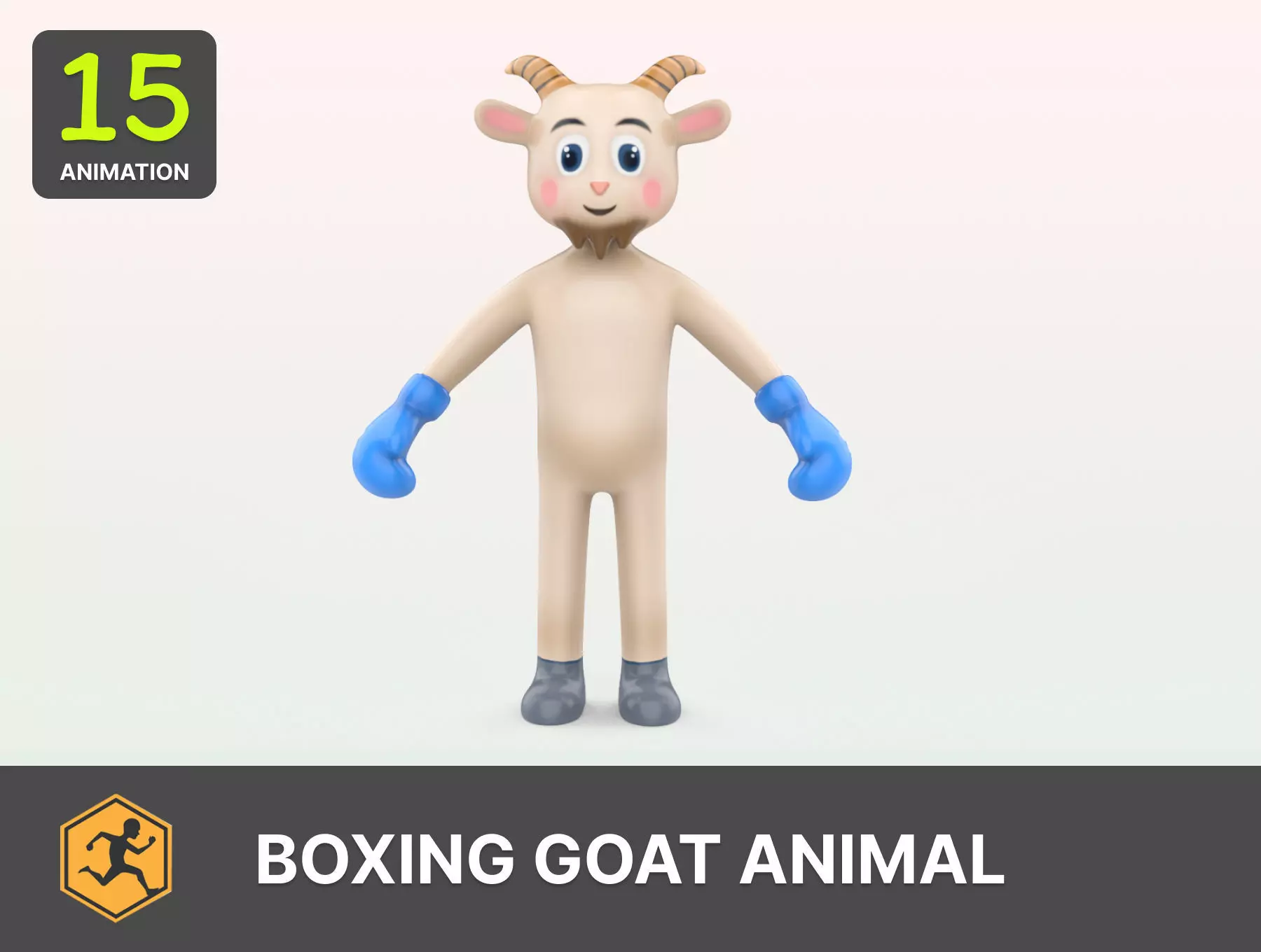 Boxing Goat Animal Animated Low-poly 3D model_0