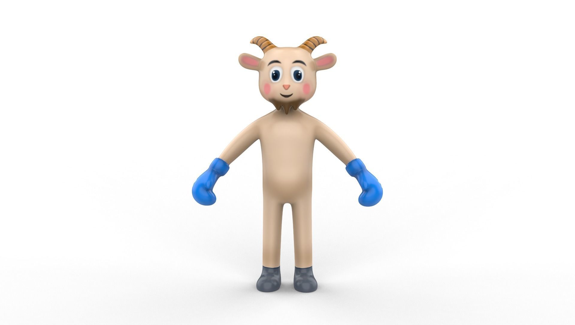 Boxing Goat Animal Animated Low-poly 3D model_10