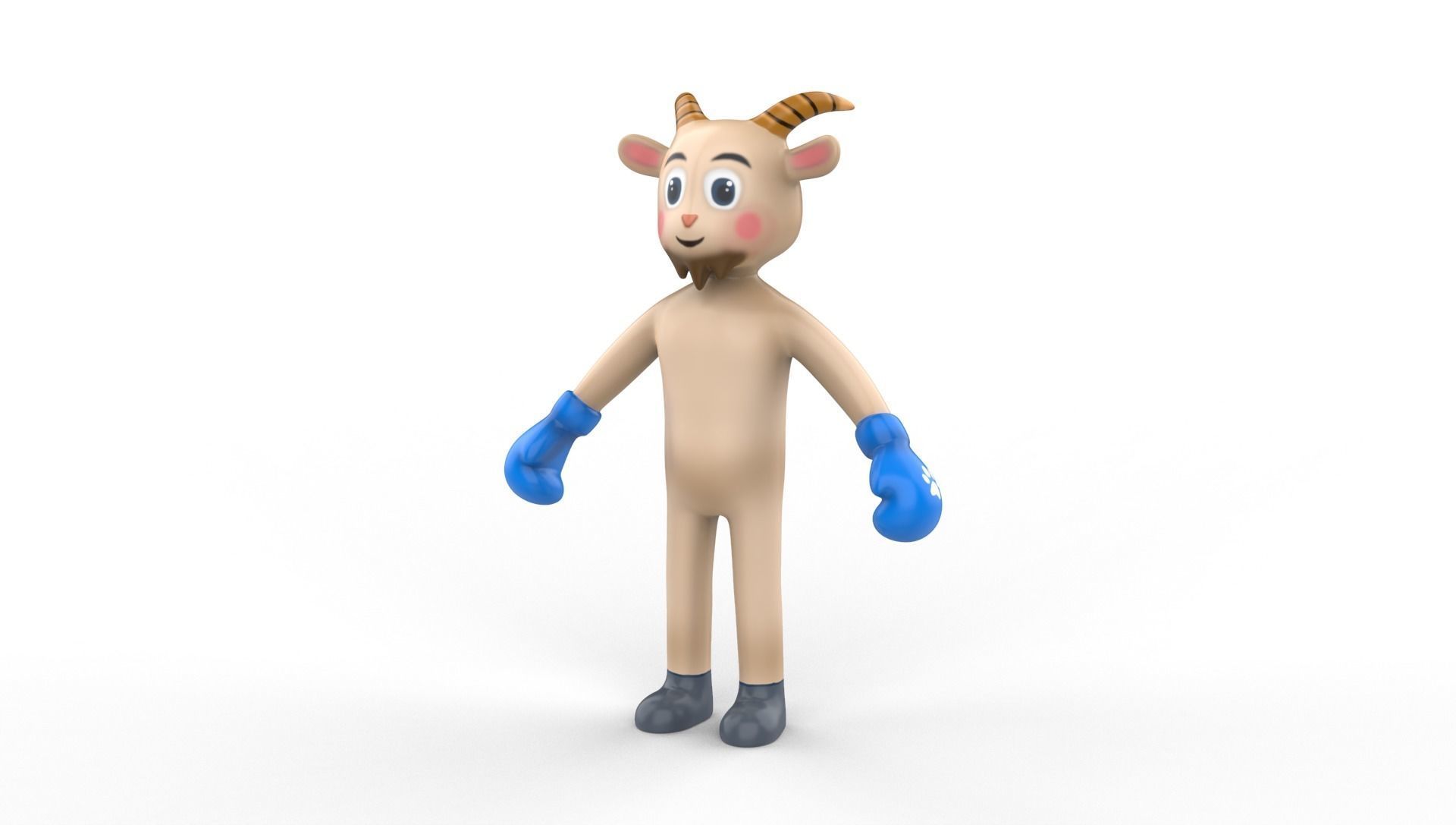 Boxing Goat Animal Animated Low-poly 3D model_11