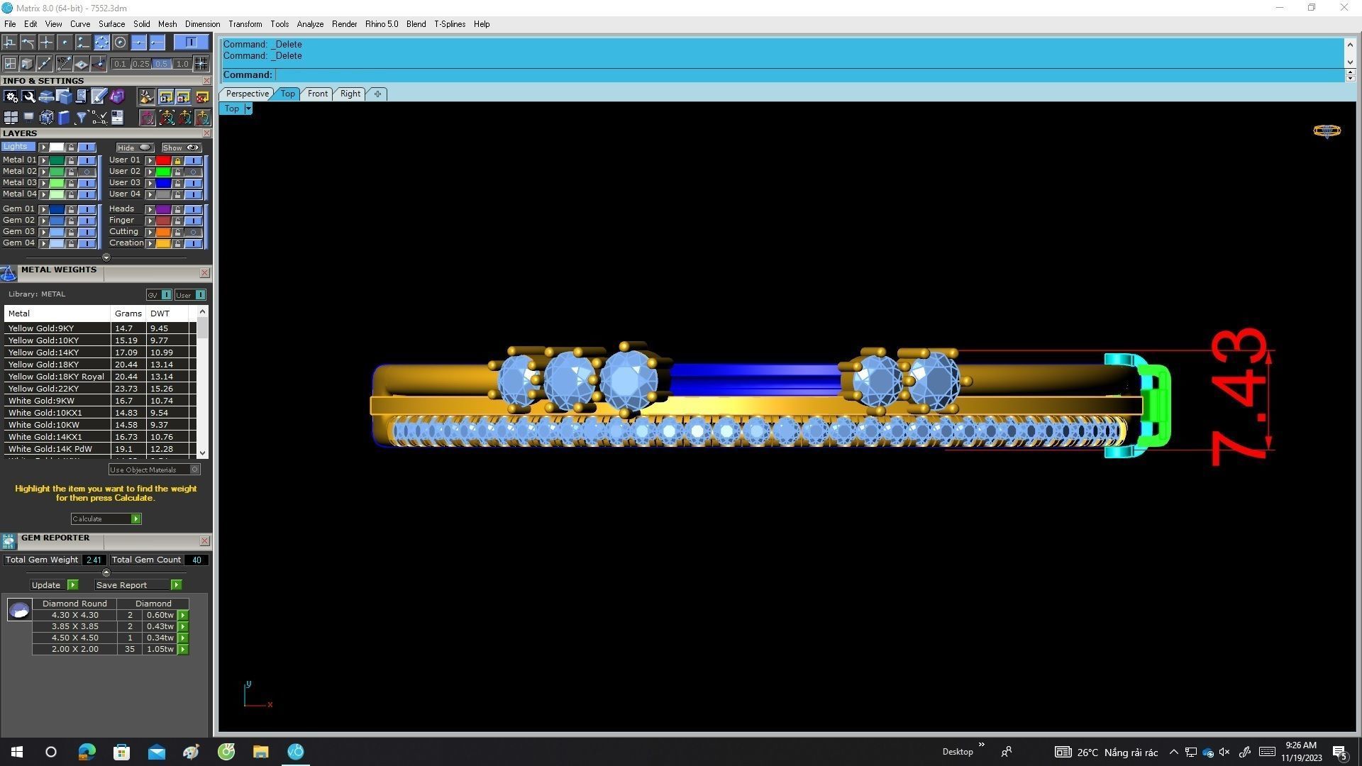 A7552 Luxury Korean Style Diamond Bangle Bracelets 3D print model_5