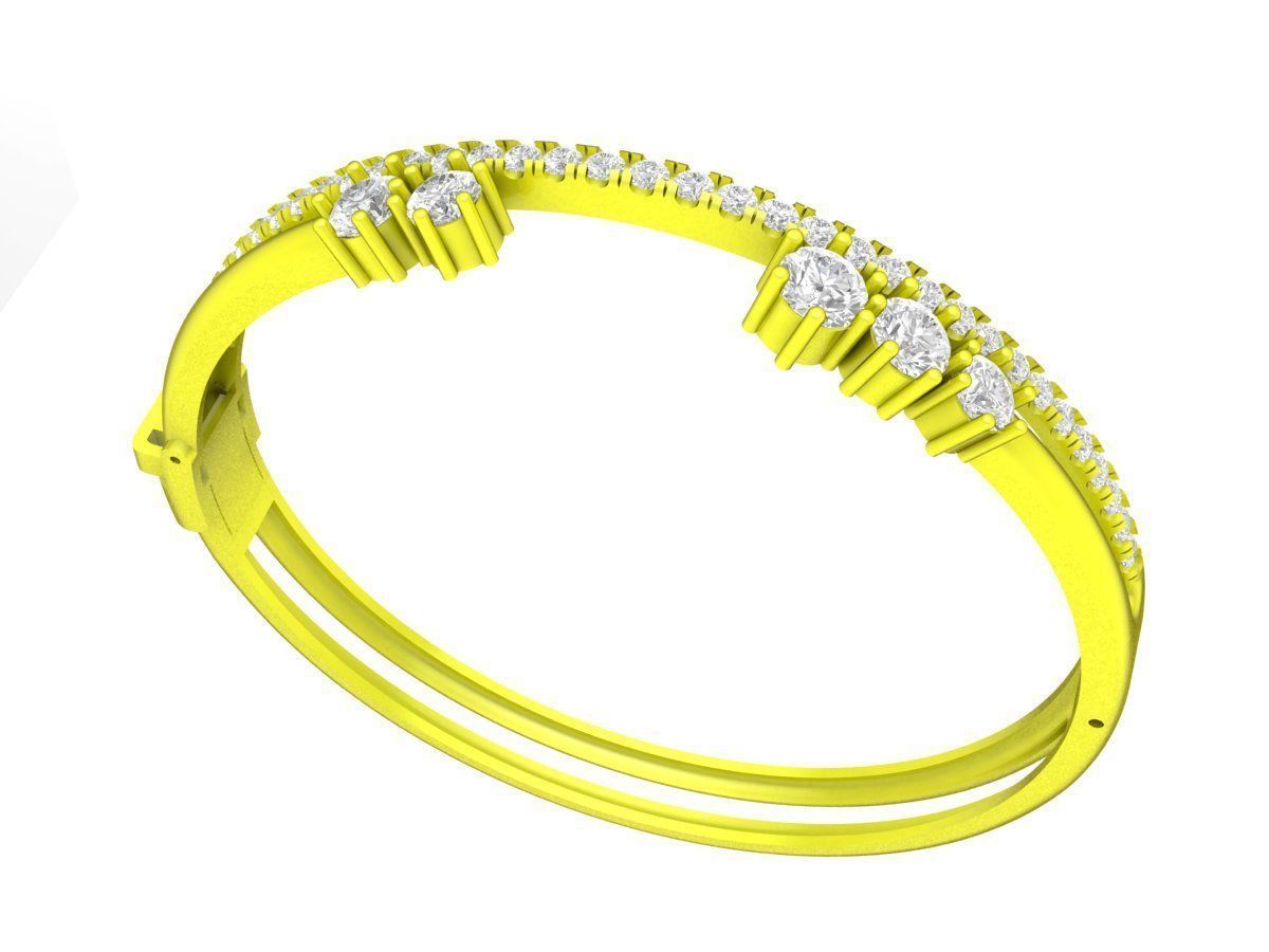 A7552 Luxury Korean Style Diamond Bangle Bracelets 3D print model_1