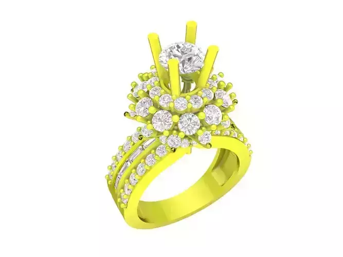 A7554 Hongkong Style Diamond Engagement Ring 3D Model