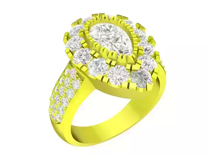 A7556 Diamond Pear Fashion Women Ring 3D Model