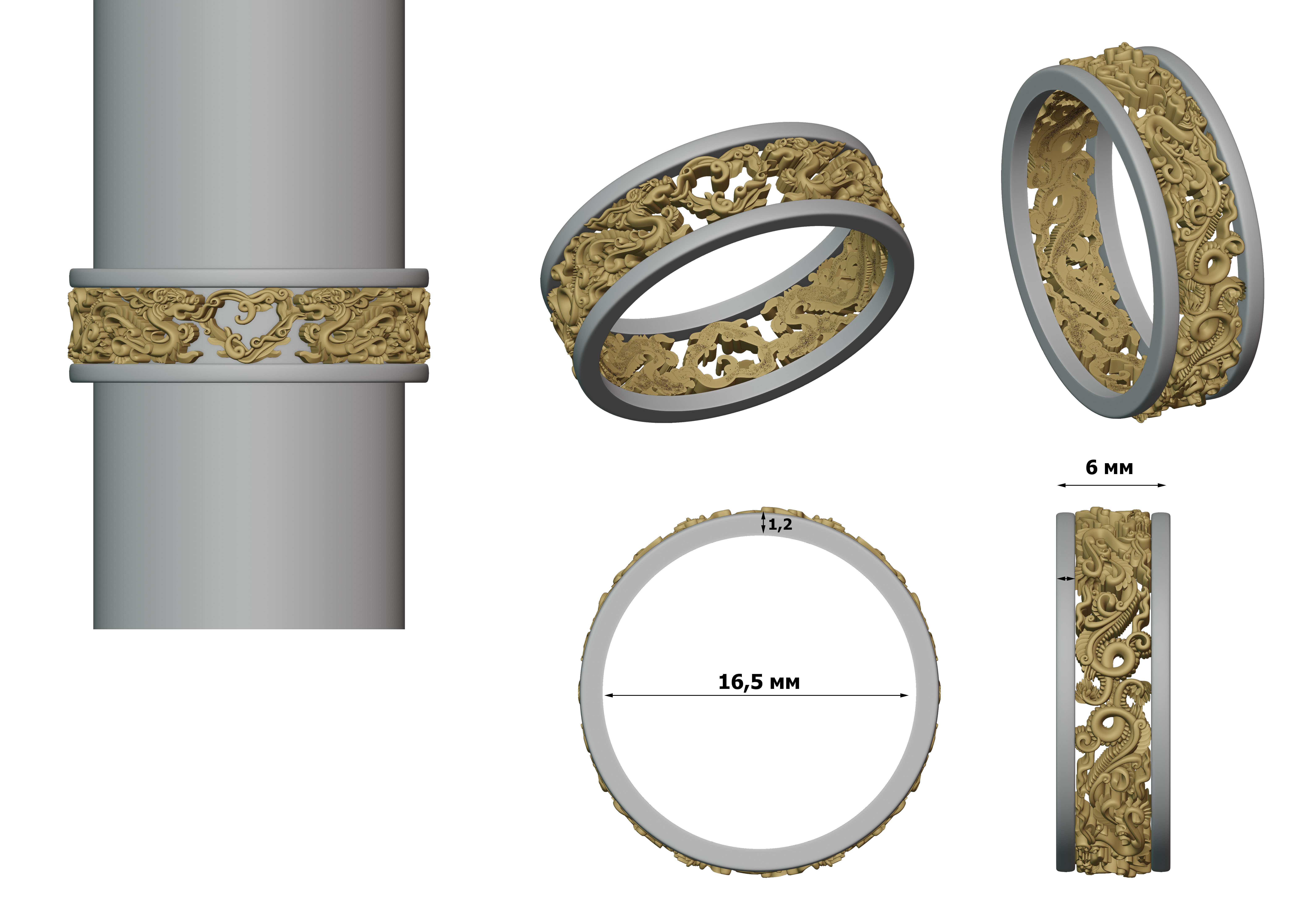 Dragon ring 3D print model_1