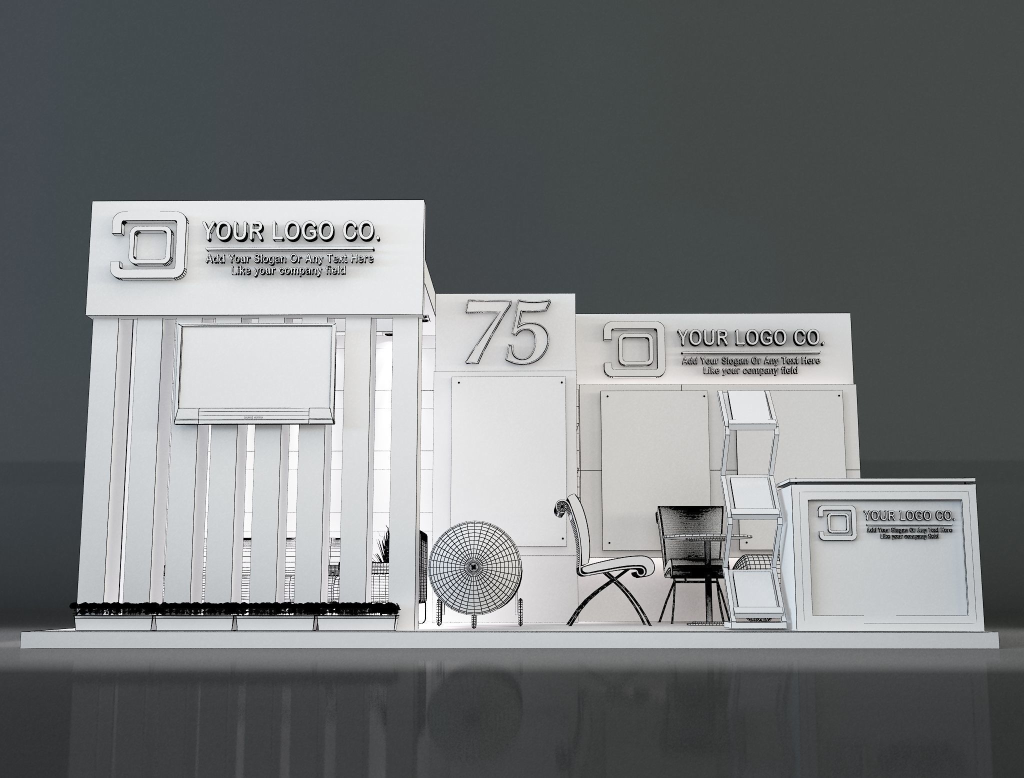 Booth Exhibition Stand a203 3D model_7